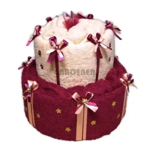 Dětský dort z ručníků narozeninový Bubble červená  - Isabelka.eu