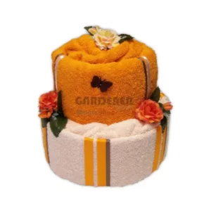 Textilní dort z ručníku a osušky oranžovokávový  - Isabelka.eu