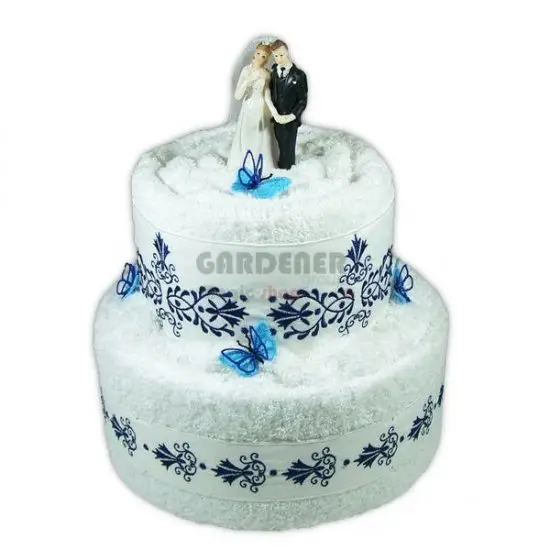 Svatební dort bílý moravský vzor chrpa modrý  - Isabelka.eu