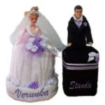 Nevěsta a ženich textilní dorty fialová  - Isabelka.eu