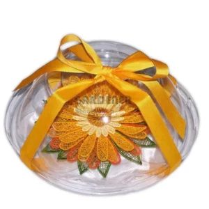 Vyšívaná ozdoba květ Gerbera oranžová BOX  - Isabelka.eu